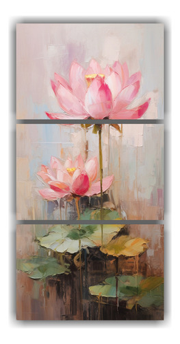 30x60cm Tríptico Moderno Simplicidad A Pink Lotus Painting