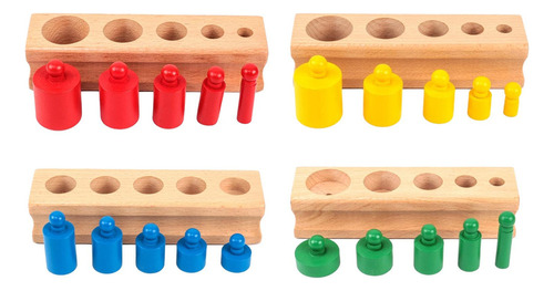 4 Uds. Bloques De Cilindros Con Perillas, Juguete Montessori