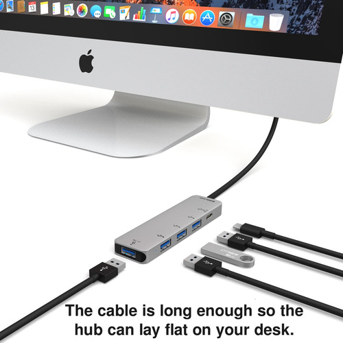 Imagen 3 de 5 de Ezquest Hub Usb-c Pd 3.0 4 Puertos Usb-a 3.0/1 Puerto Usb-c
