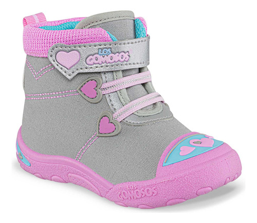 Botas Louri Gris-rosa Para Bebé Niña Los Gomosos