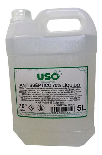 Alcool Antisseptico Liquido 5 Litros Uso