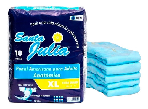 Pañal Americano Santa Julia Xl - Paquete Con 10 Piezas