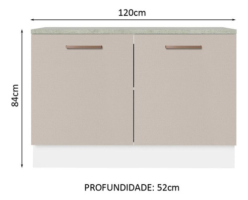 Balcão Pia Cozinha 2 Portas (com Tampo) Branco Agata Madesa Cor Branco/Crema