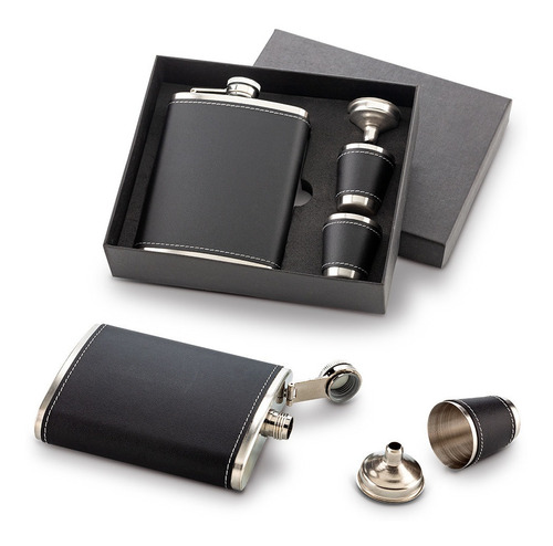 Set Mini Licorera 7oz Y Copas En Acero Inoxidable 