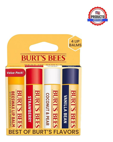 Kit Labial Burt's Bees 100% Natural Multipack 4 Sabores