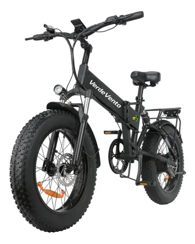 Verdevento Bicicleta Elétrica scooter Dobrável Pneu Largo 750w Lítio Preto