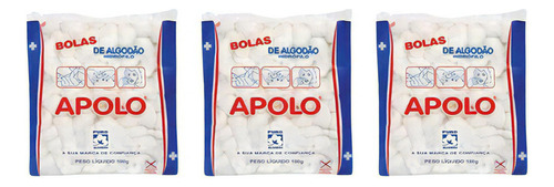 Algodao Apolo 100g Bolas Brancas - Kit Com 3un