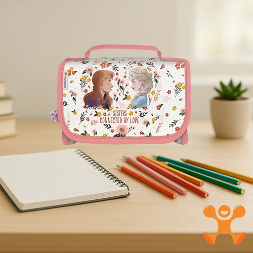 Cartuchera Canopla Desplegable Hecha Con Pvc Brillante Diseño Frozen Aesthetic Para Niñas Escolar Organizadora De Útiles Grande Amplia Extendible 23x17 Centímetros Chimola
