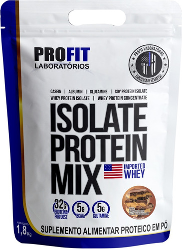 Whey Isolate Protein Mix Refil 1,8kg - Profit Labs Sabor Chocolate com Pasta de Amendoim