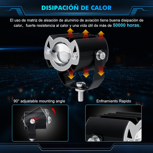 Faros De Lupa Luces Led Auxiliares Auto Con Doble Color 2pcs
