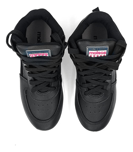 Zapatillas Botita Leila Negro Blanco Eco Cuero Moleca
