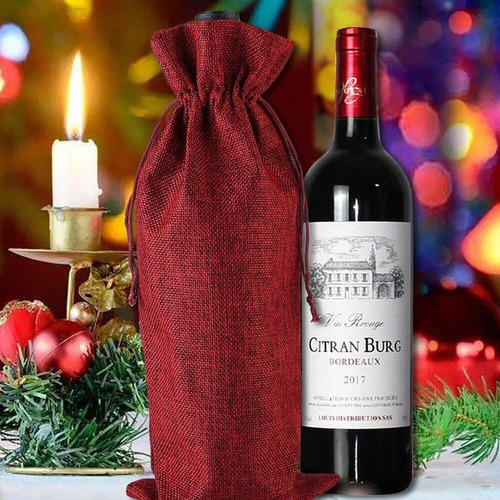 12 Bolsas Regalo Arpillera T Botella De Vino Decoracion