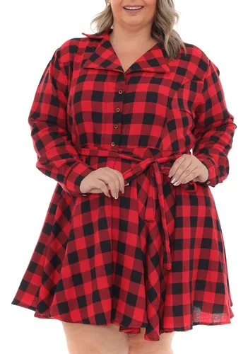 Camisa Xadrez Vestido Caipira Festa Junina Blusa Plus Size