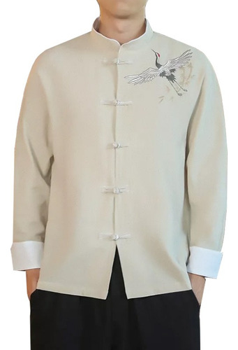 Camisa Con Bordado Flying Crane Para Hombre, Uniforme Tipo B