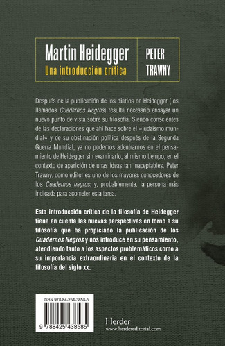 Martin Heidegger Una Introducción Crítica Peter Trawny