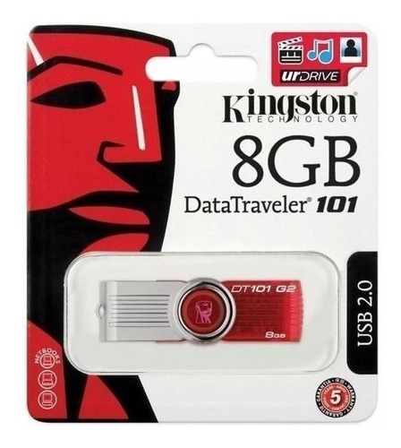 Imagen 2 de 2 de Pendrive Kingston DataTraveler 101 G2 DT101G2 8GB 2.0 rojo