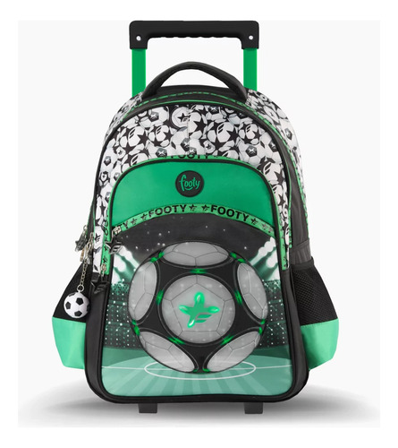 Mochila Carrito 18'' New Champions Verde Con Luz Led- Footy 