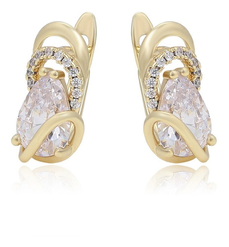 Aretes Oro 14k Lam Arracada Mujer Moda Swarovski Regalo