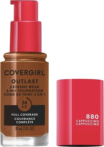 Base de maquillaje lĂquida CoverGirl Outlast Extream Wear 3 en 1 tono cappucino - 880 - 30mL