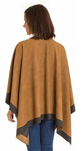 Cardigan Poncho Cape Women Elegant Gray Camel Cardigan Chal