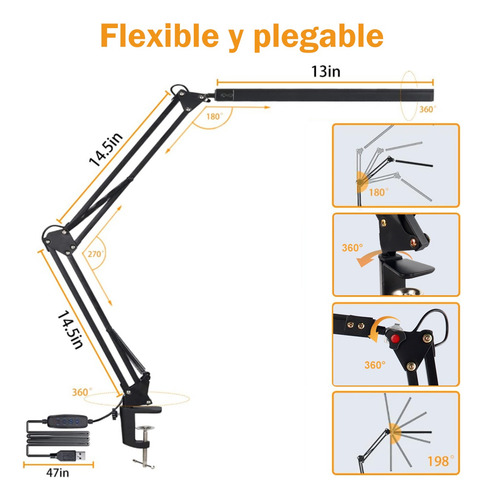 Lámpara Led Flexible Con Clip Escritorio Estudio Dibujo