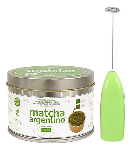 Kit Te Verde Matcha Argentino Culinario (60 G) + Batidor