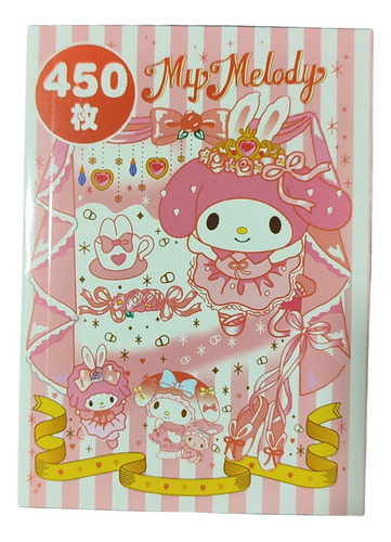 Libreta 450 Stickers Kuromi Hello Kitty Cinnamoroll
