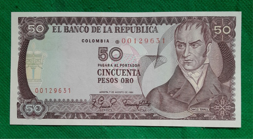 Billete Reposicion De 50 Pesos, Año 1981, No 9631