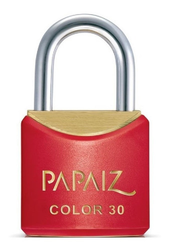 Candado Papaiz Color Line de latón rojo con llave, 30 mm