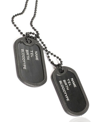 Hombre Doble Placas Colgante Cuello Suéter Cadena Militar