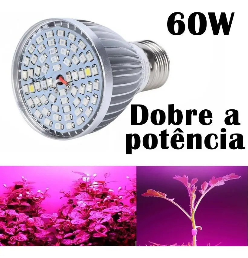 Lâmpada 60w Led Grow Full Spectrum Indoor Melhor