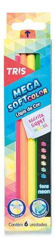 Lápis De Cor Triangular Tris Megasoft 6 Tons Neon