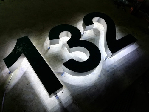 Números Residenciales 4'spack 3d Inox C/luz Led 20 Cm Arial
