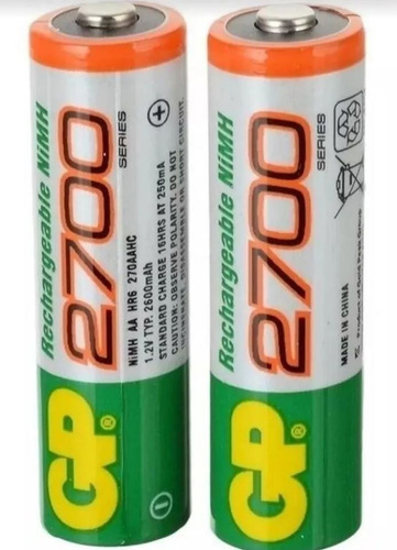 Baterías Pilas Doble Aa Recargable 2700 Mah Gp