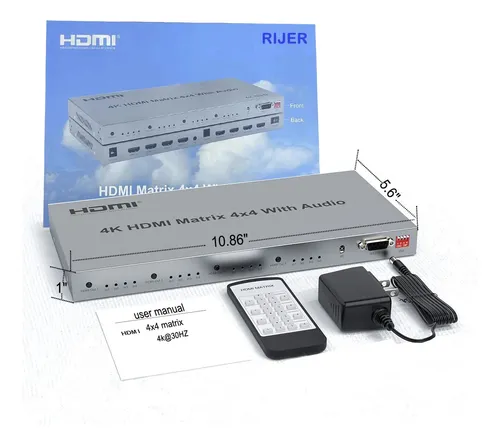 Matriz Hdmi 4k, Interruptor Divisor Hdmi De Audio 4x4, 4 Hdm
