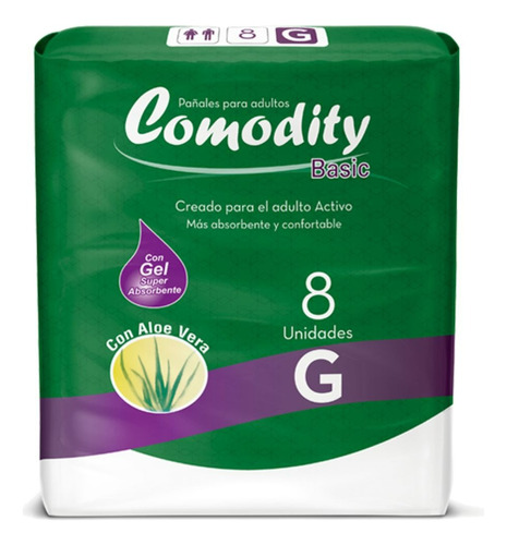 Pañal Adulto Comodity Basic  Talla G  8 Unidades