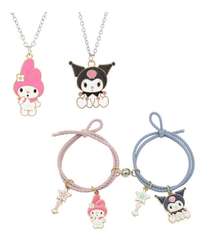 Pulsera My Melody Kuromi Casal + Collar Bff Regalo Amizade