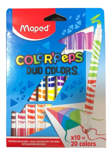 Marcadores Doble Punta Maped Colorpeps Duo X 10 = 2o Colores