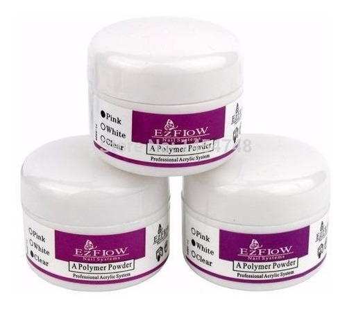 3 Pó Acrílico Unha Acrigel Gel Porcelana Ezflow 30g Cor Clear