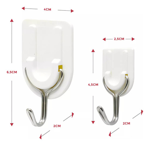 Gancho Adhesivo Plastico Acero Inoxidable Multiusos 30 Pzs