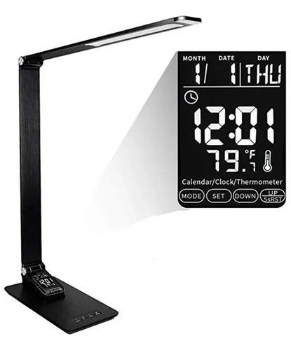 Lampara Led Mesa Escritorio, Calendario, Reloj, Temperatura