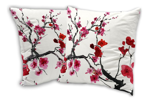 Skydawny Fundas De Almohada De Flor De Cerezo Japonés Rojo, 