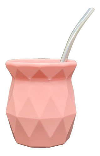 50 Mate Facetado Color Pastel Con Bombilla Autolimpiante