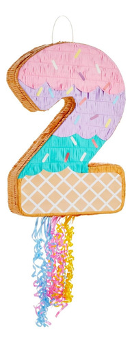 Piñata Numero 2 Personalizado Rosa Chicle Helado