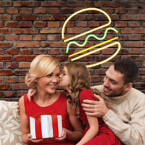 Para Letrero De Neón De Hamburguesa, Luz De Neón Iluminada,