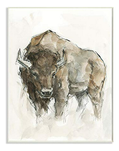 Stupell Industries Western American Buffalo Brown Country An