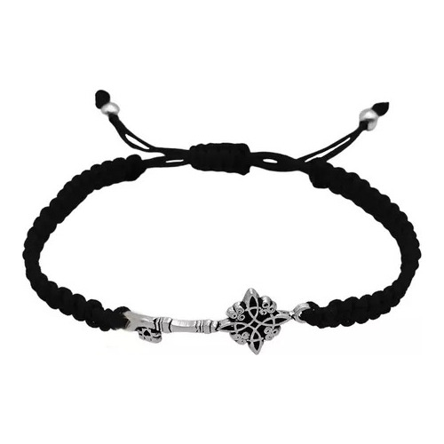 Pulsera Llave Nudo Bruja Hilo Trenzado Curado En Plata 925