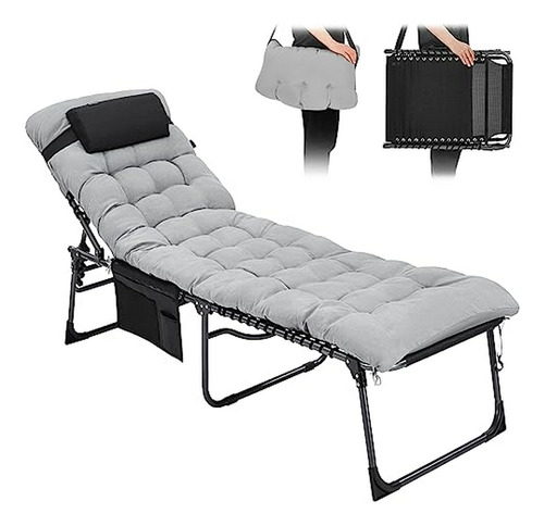 Chaise Lounge Plegable Con Colchón Para Exterior E Interior,