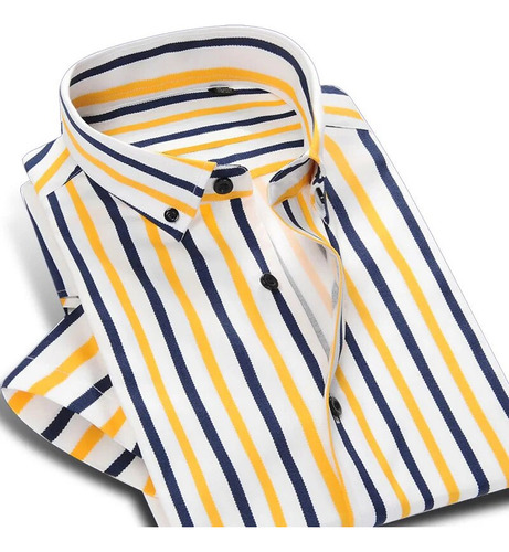 Camisas De Rayas Completas Para Hombre, Camisa De Vestir Con