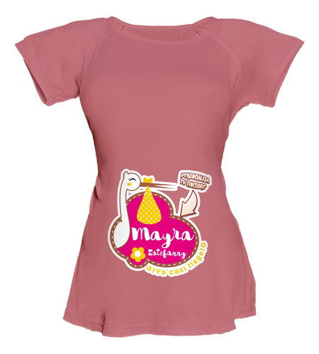 Blusa Para Embarazo Ranglan - Cigüeña Con Nombre De Bebé